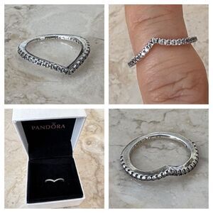 Pandora Sparkling Curved Wishbone Ring – Sterling Silver
